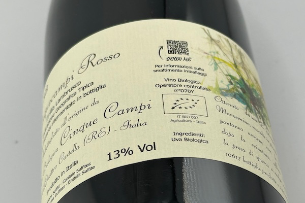 チンクエ・カンピ / ランブルスコ・デッレミリア・フリッツァンテ　チンクエカンピ・ロッソ